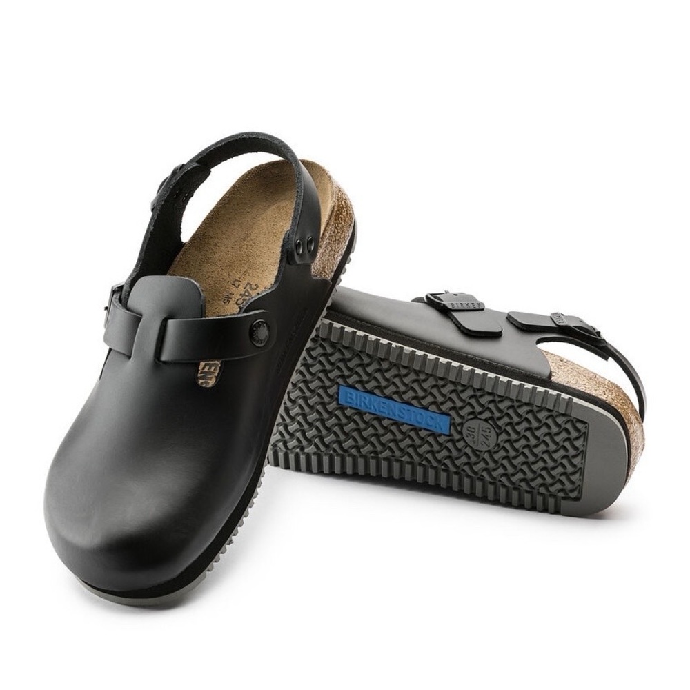 BIRKENSTOCK | Tokio Black Leather Super Grip Boston Clog | EU 41
